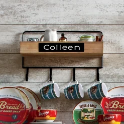 Personalized Wall Shelf with Hooks