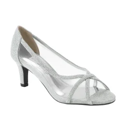PICABOO Peep-Toe Mesh Pump with Glitter Accents for Women