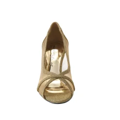 PICABOO Peep-Toe Mesh Pump with Glitter Accents for Women
