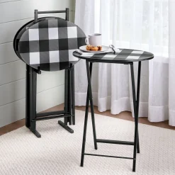 5-Piece Buffalo Check Tray Table Set