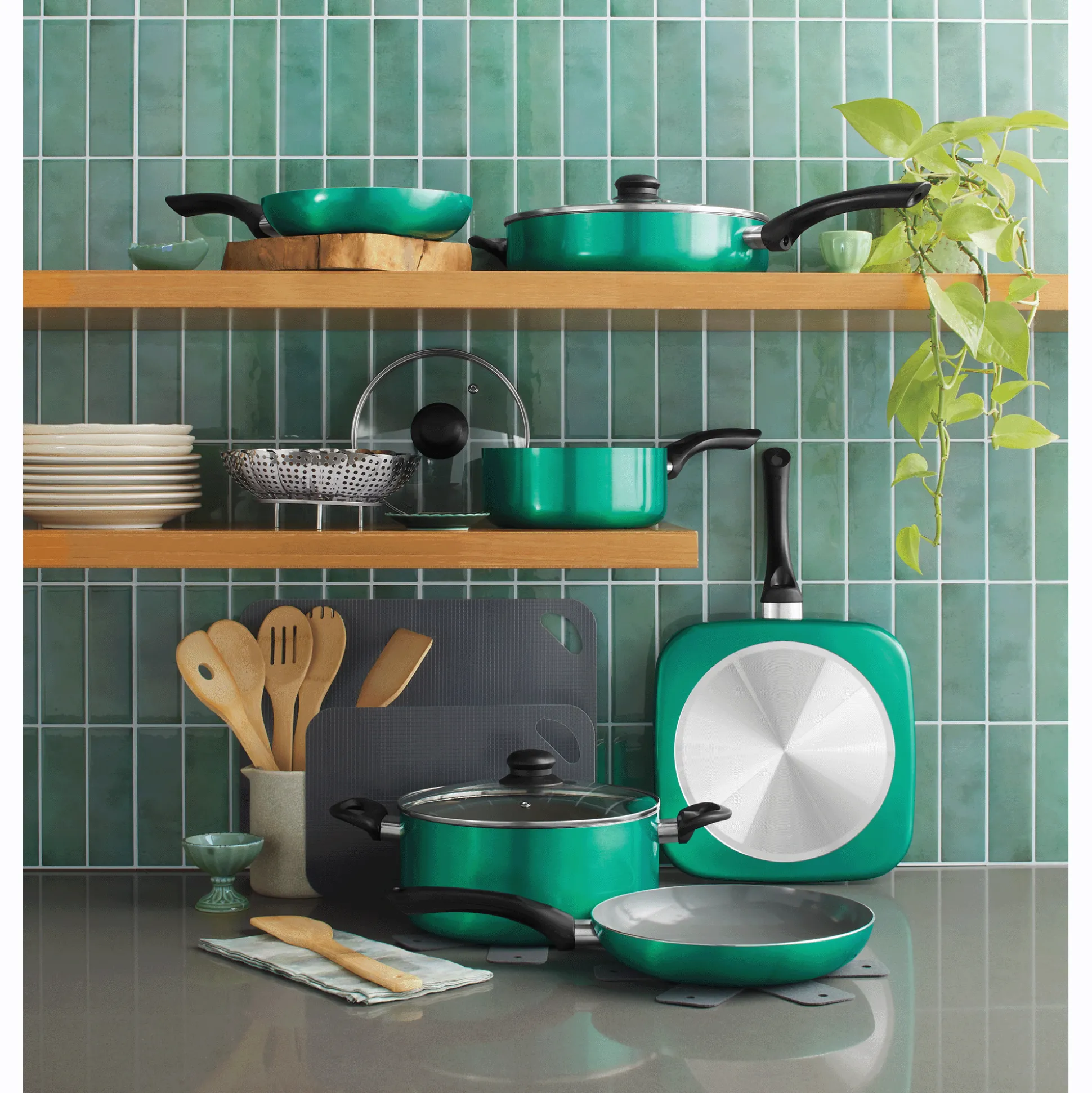 20-Piece Ceramic Metallic Cookware Set