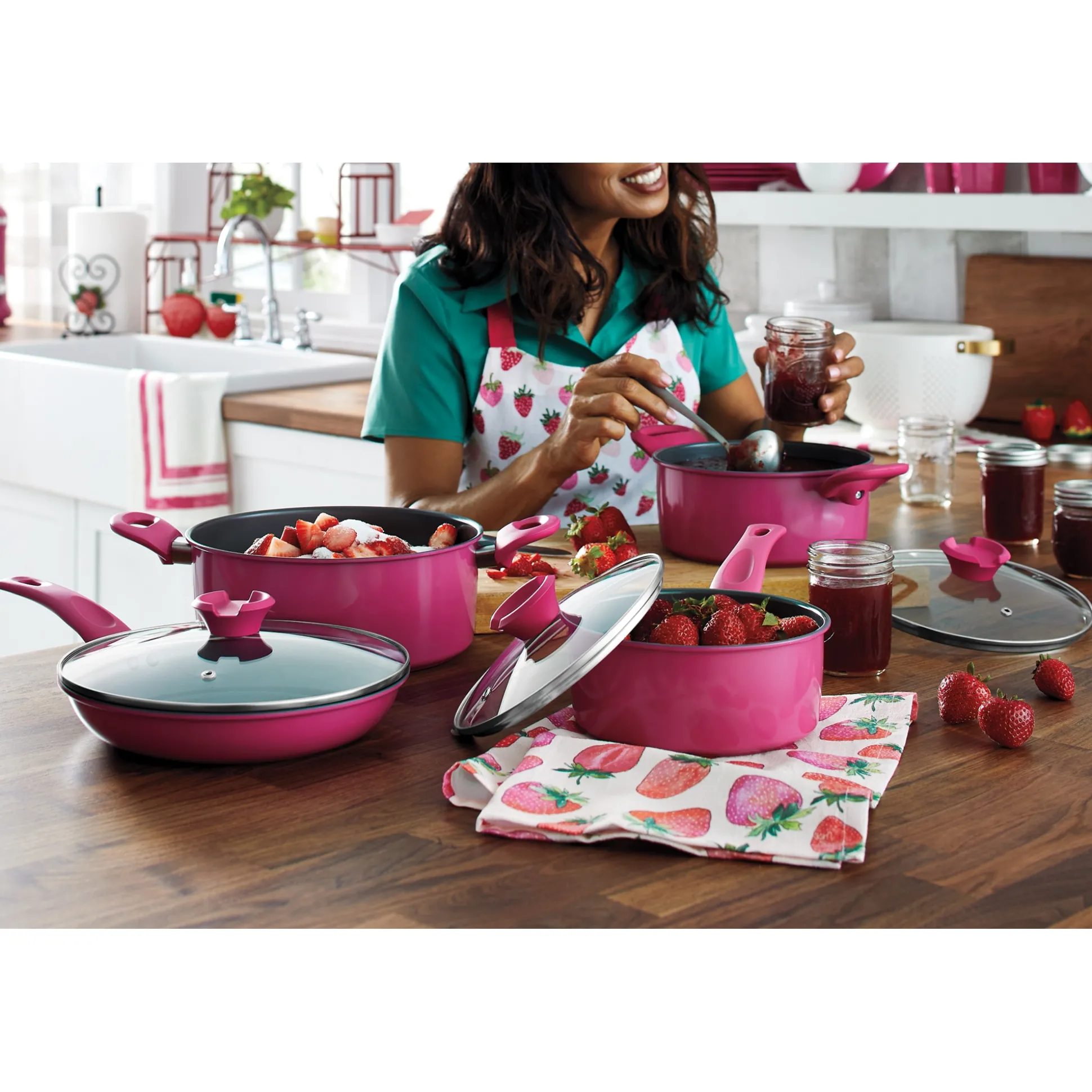 7-Piece Colorful Carbon Steel Nonstick Cookware Set