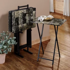 5-Piece Faux-Marble Tray Tables