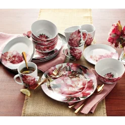 16-Piece Large Floral Porcelain Dinnerware Set