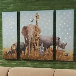 3-Piece Lit Animal Kingdom Wall Art