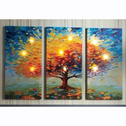 3-Piece Lit Colorful Tree Triptych