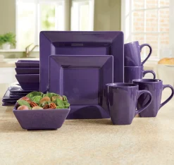 16-Piece Modern Square Dinnerware Set in Solid Colors