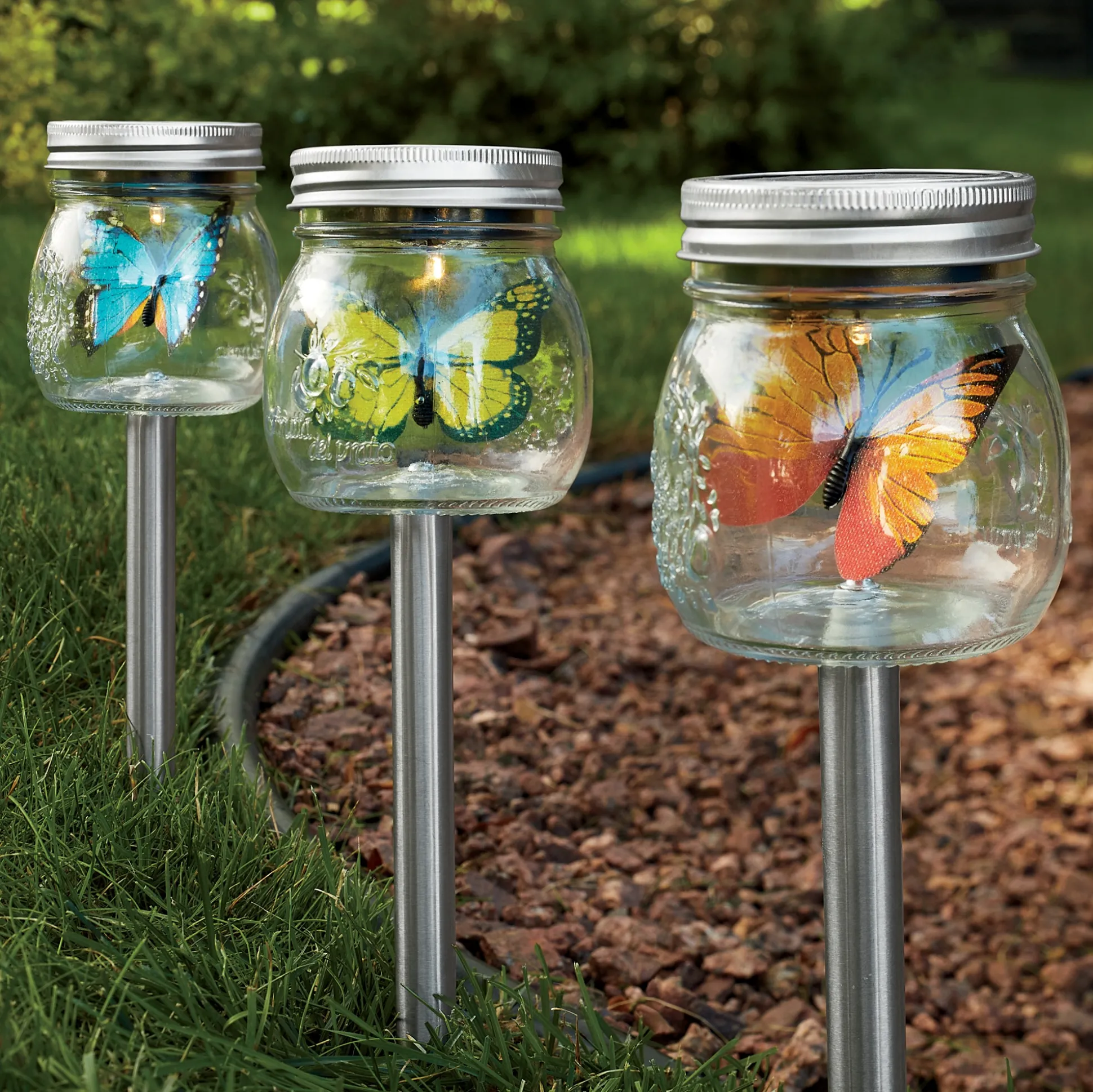 3-Piece Solar Lights with Butterfly Set