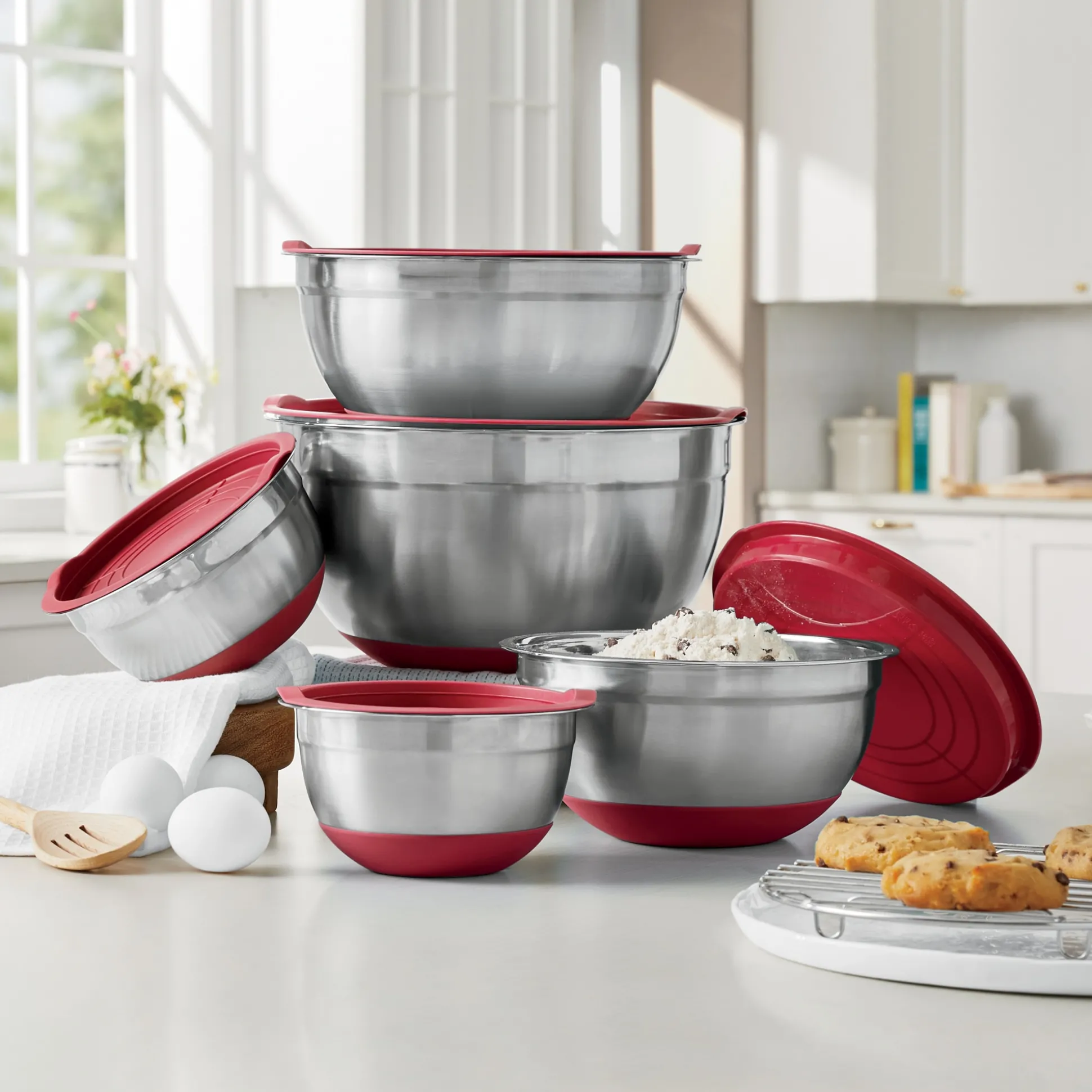 10-Piece Steel Bowl Set with Silicone Base