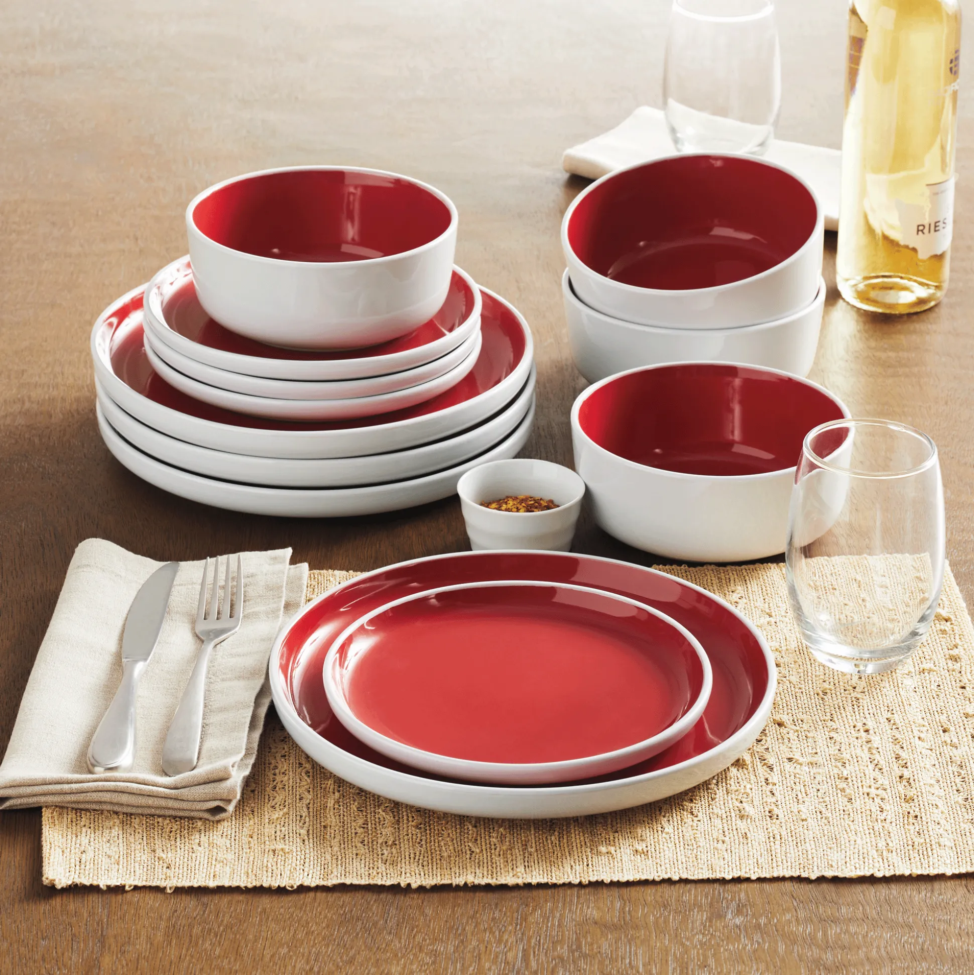 12-Piece Two-Tone Dinnerware Set