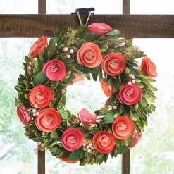 Pink Floral Woodcurl Wreath