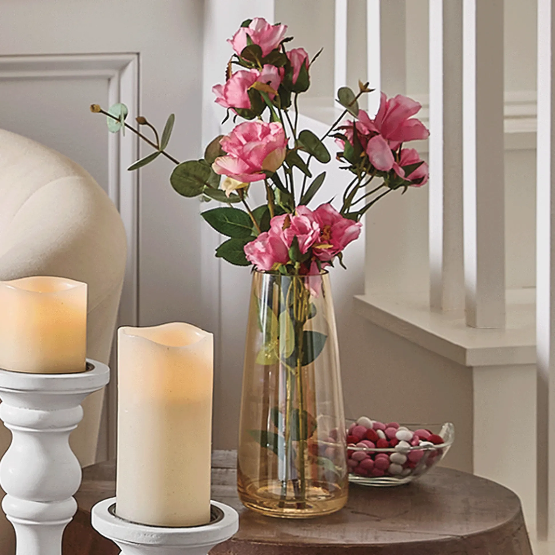 Pink Roses In Vase
