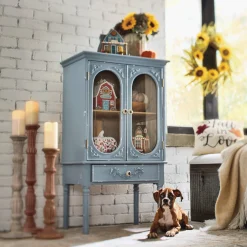 Pisa Flea-Market Inspired Glass Door Accent Cabinet