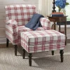 Plaid Armchair with Ottoman