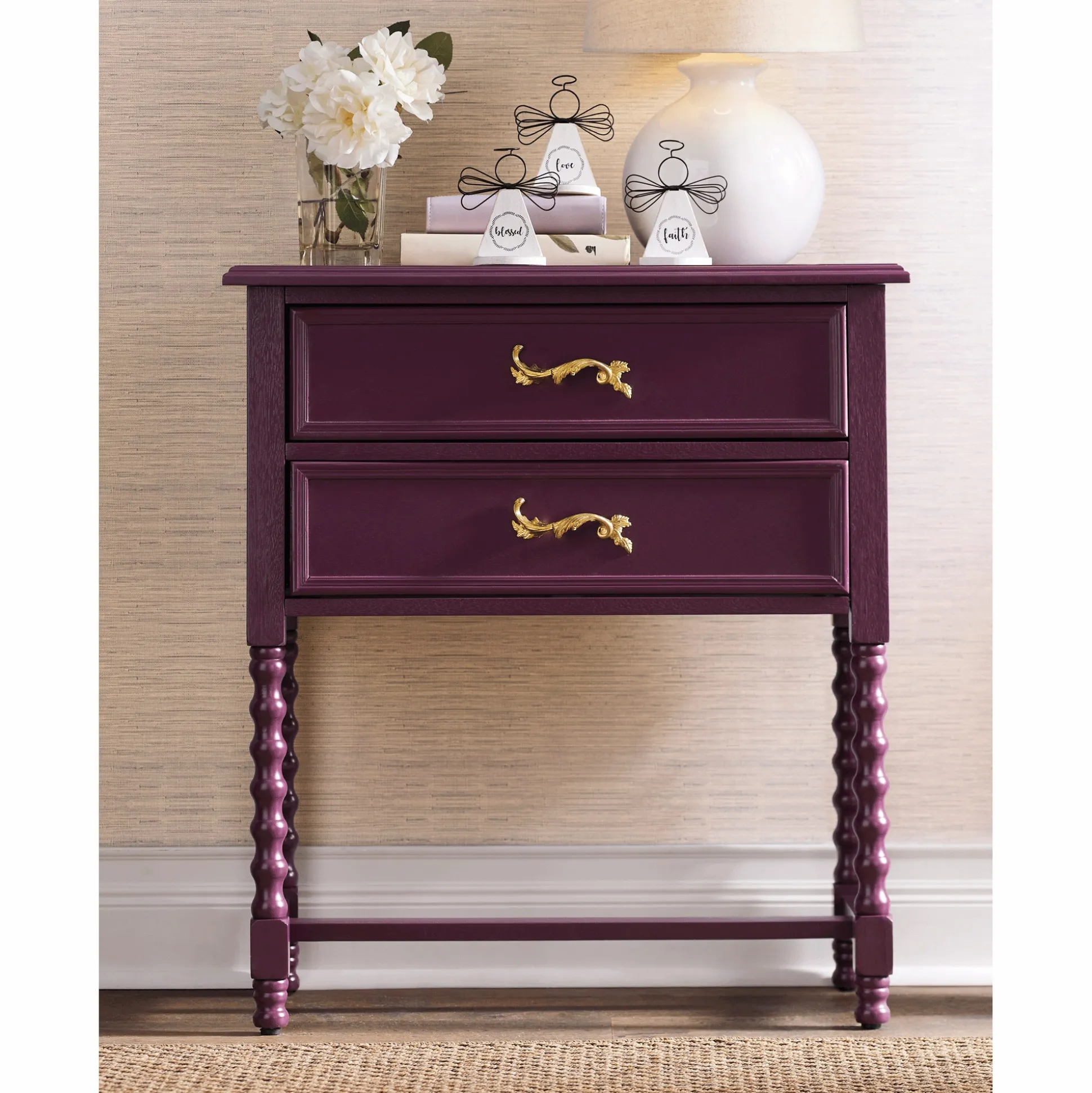 Plum Beaded-Leg Chest