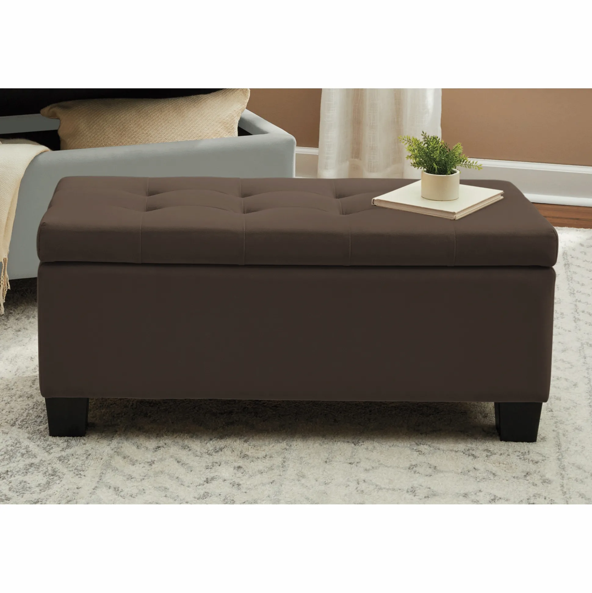 Plush Storage Ottoman