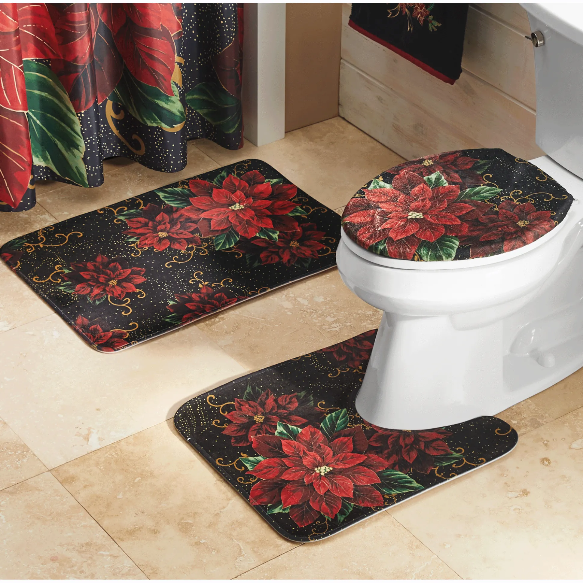 Poinsettia 3-Piece Bath Décor Set