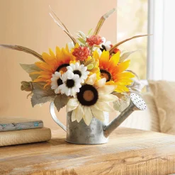 Potted Sunflower in Watering Can