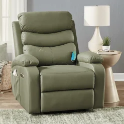 Powered Faux-Leather Recliner with Heat/Massage