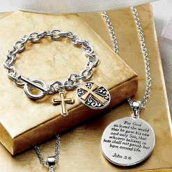 Prayer Charm Two-Tone Jewelry