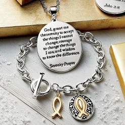 Prayer Charm Two-Tone Jewelry