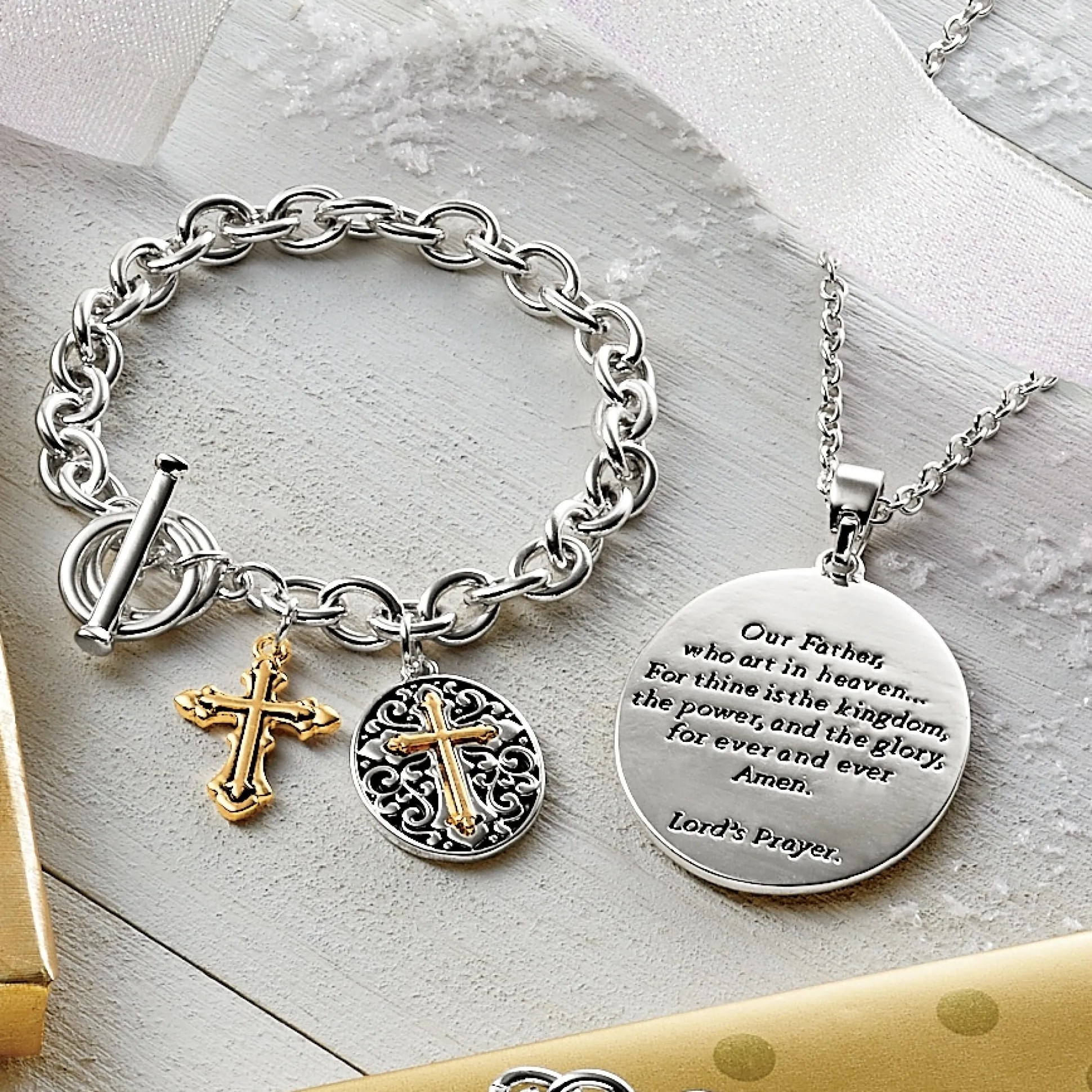 Prayer Charm Two-Tone Jewelry