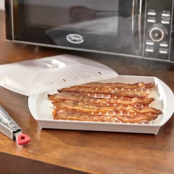Progressive Microwave Bacon Grill with Cover and Fat-Draining Design