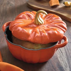 2-qt. Enameled Pumpkin Cast Iron Dutch Oven