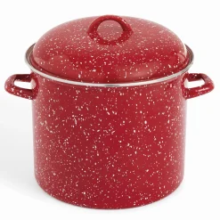 12-Quart Enameled Steel Stockpot & Lid with Speckled Finish