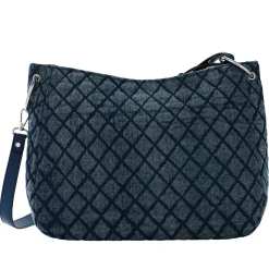 Quilted Denim Hobo Bag – Diamond-Stitch Shoulder Purse with Chain and Crossbody Strap for Women