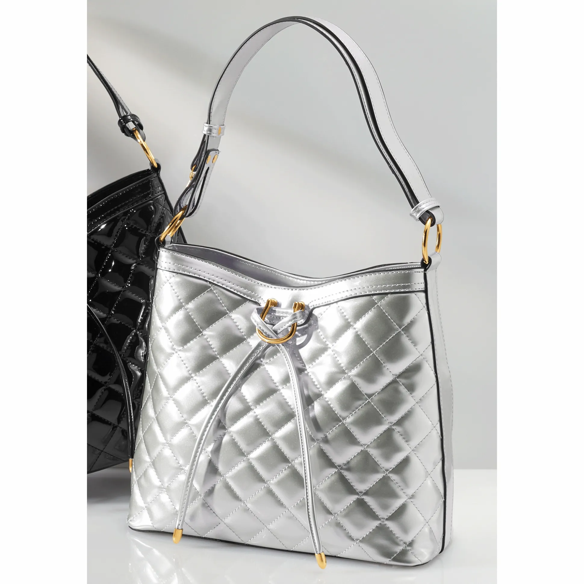 Quilted Diamond-Stitch Tote