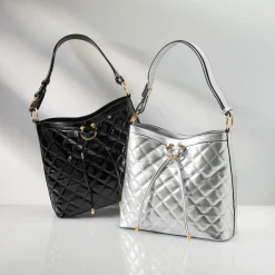 Quilted Diamond-Stitch Tote