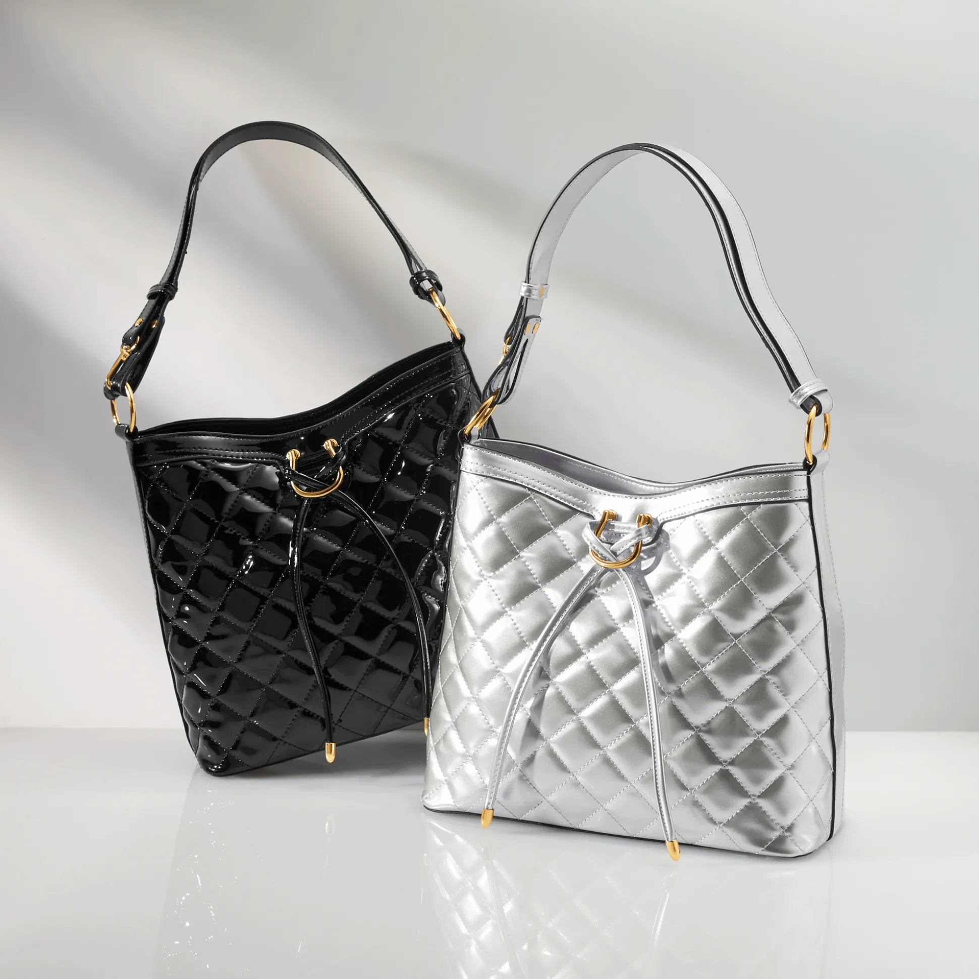 Quilted Diamond-Stitch Tote
