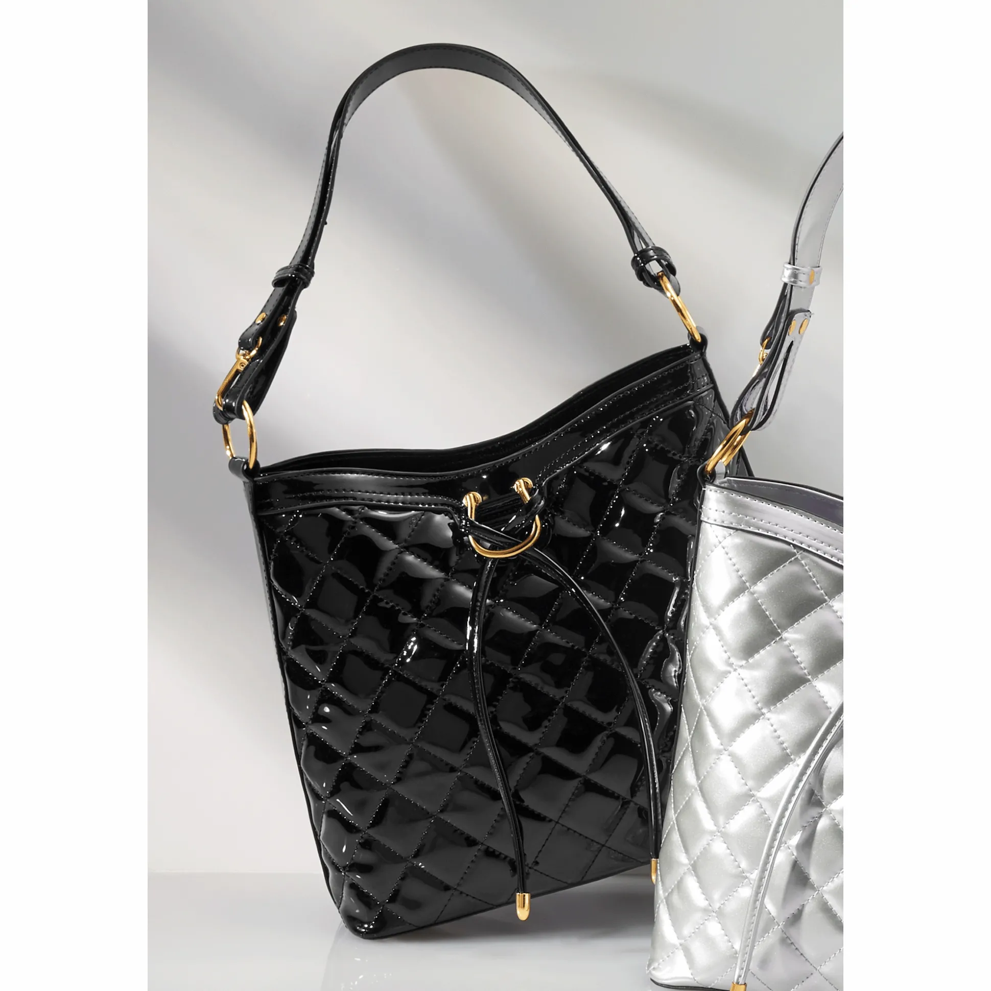Quilted Diamond-Stitch Tote