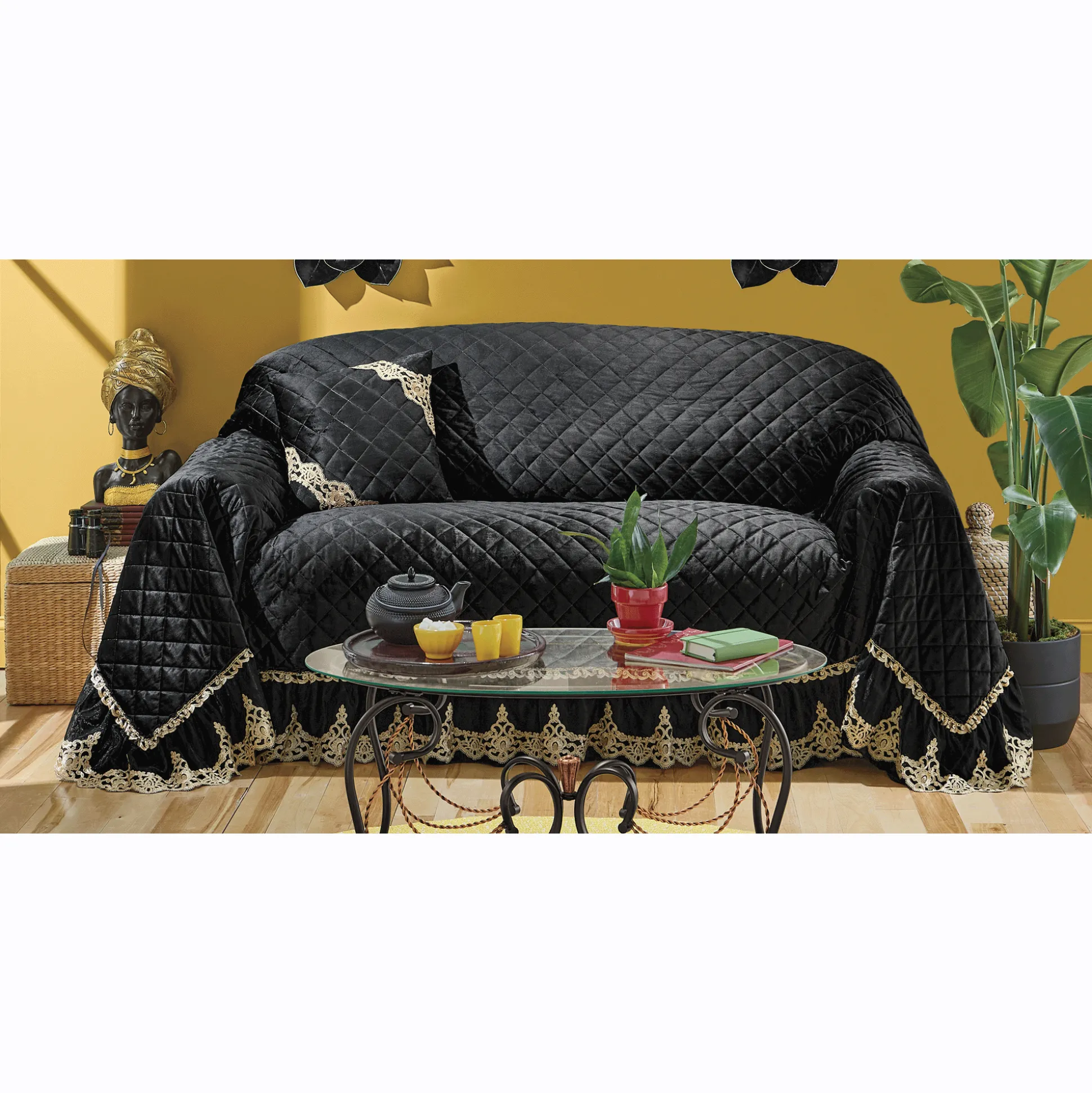 Quilted Velvet Furniture Throw
