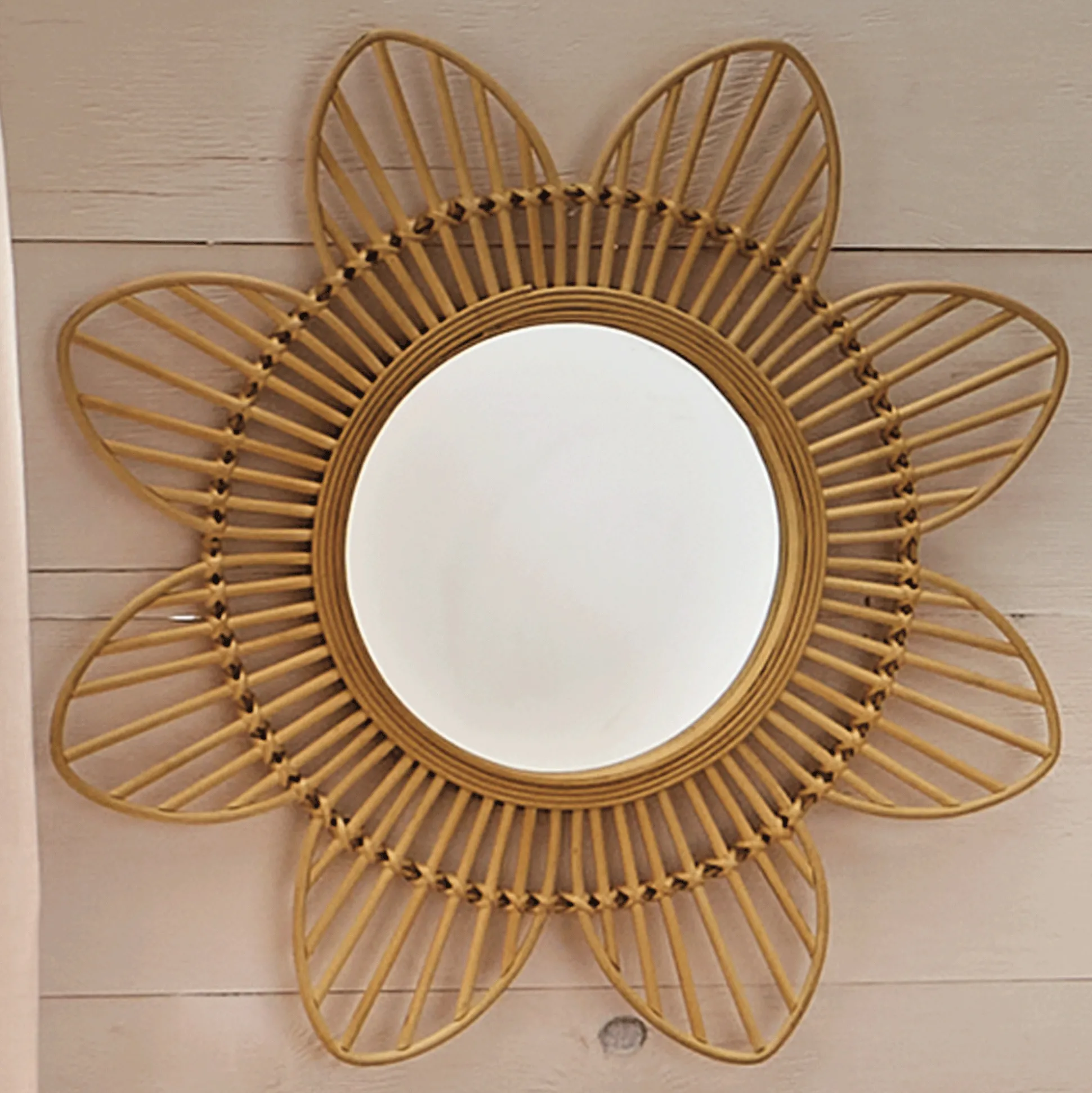 Rattan Sunflower Wall Mirror