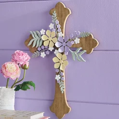 Religious Floral Cross Plaque