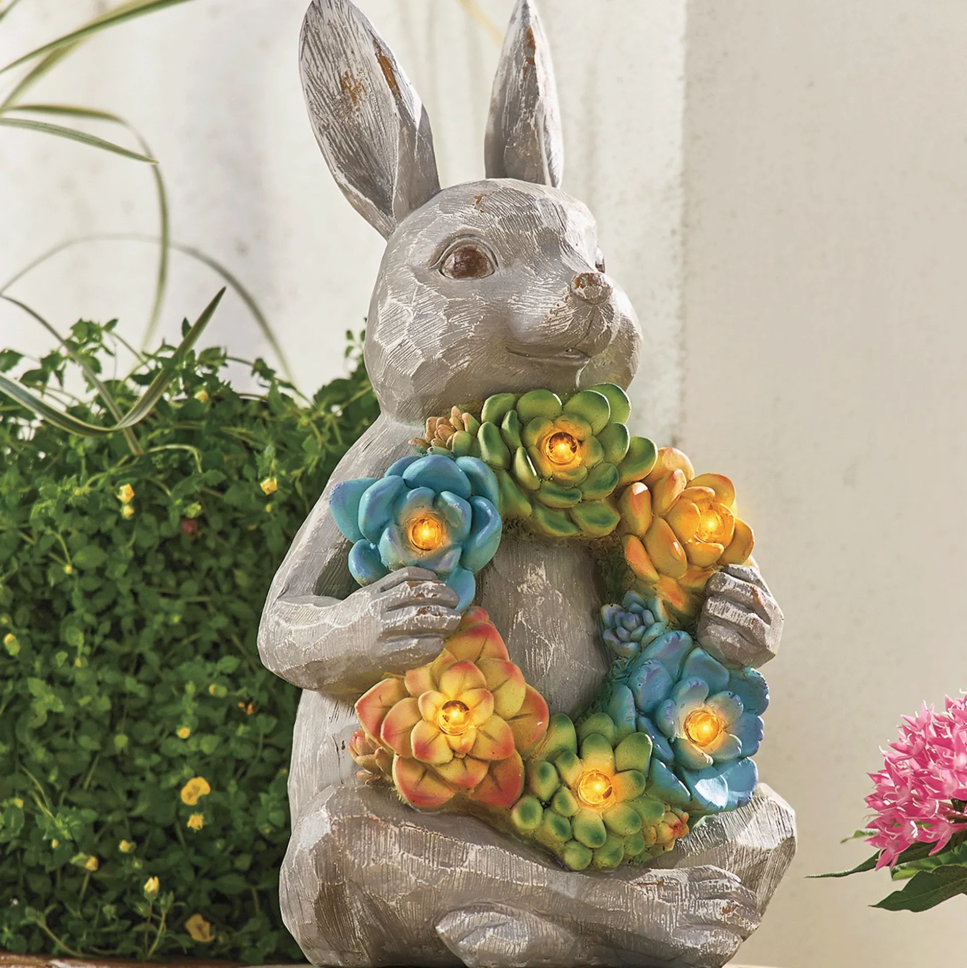 Resin Solar Succelent Bunny