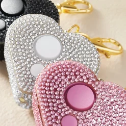Rhinestone Heart Charm Alarm and LED Light with Easy Push-Button Operation
