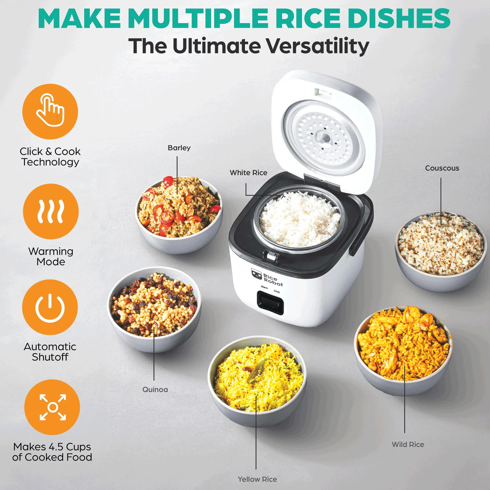 Rice Robot Compact Rice Cooker with Color Coded System
