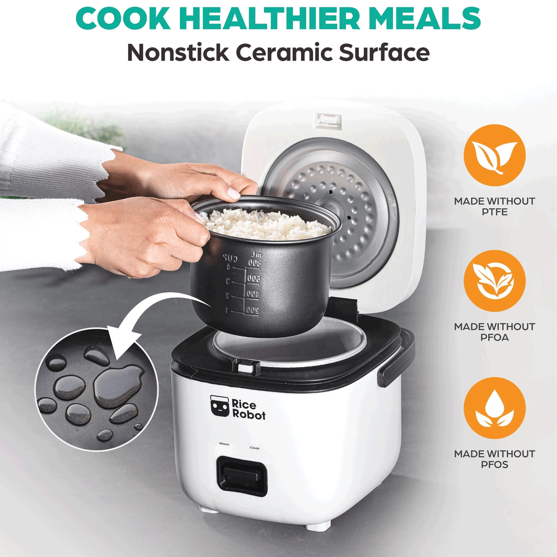 Rice Robot Compact Rice Cooker with Color Coded System