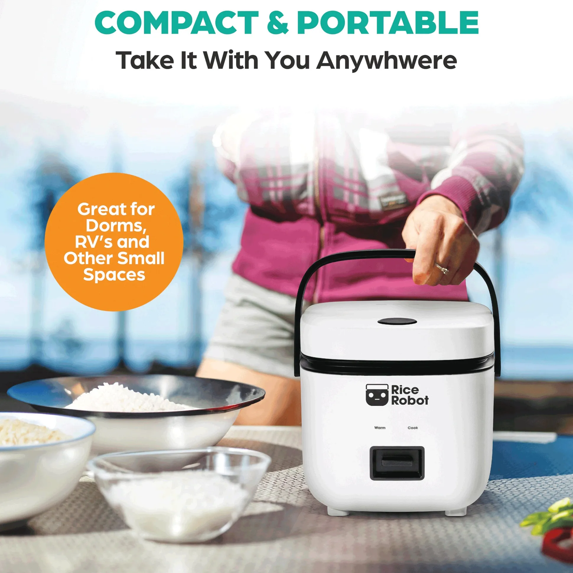 Rice Robot Compact Rice Cooker with Color Coded System