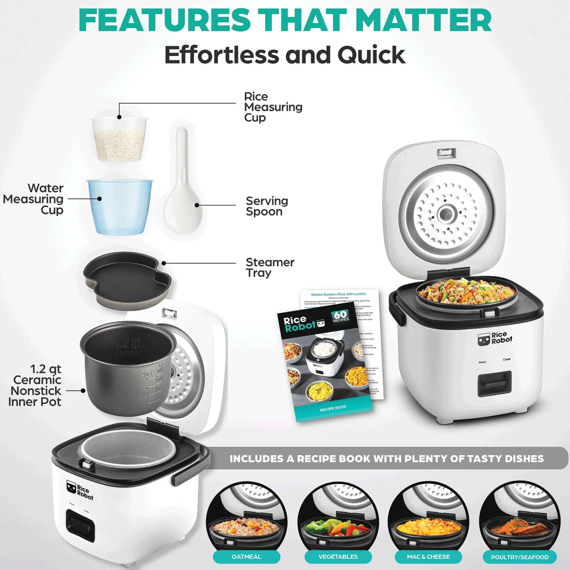 Rice Robot Compact Rice Cooker with Color Coded System