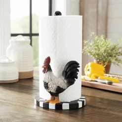 Rooster Checkered Paper Towel Holder