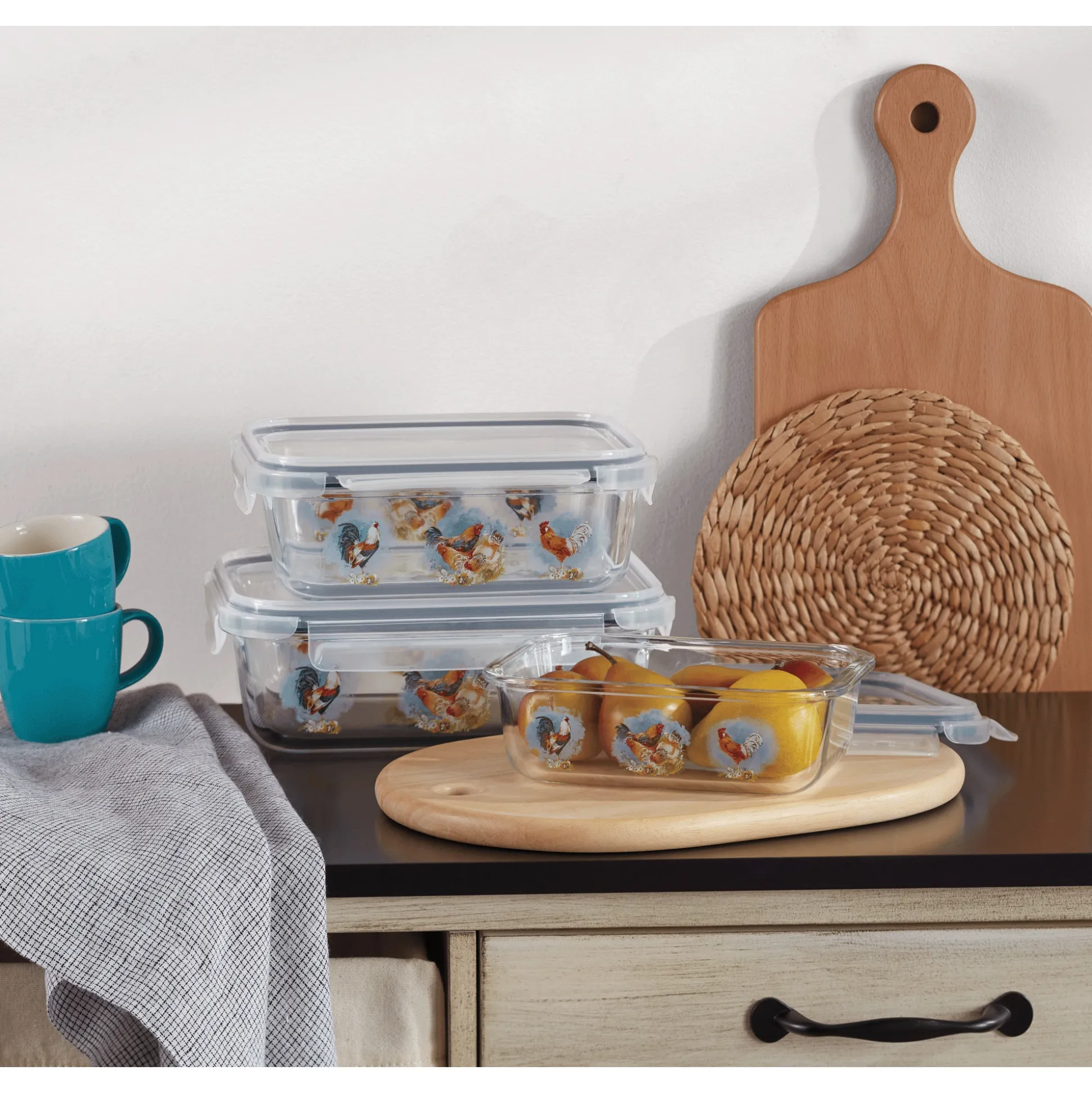 Rooster 6-Piece Food Storage Set