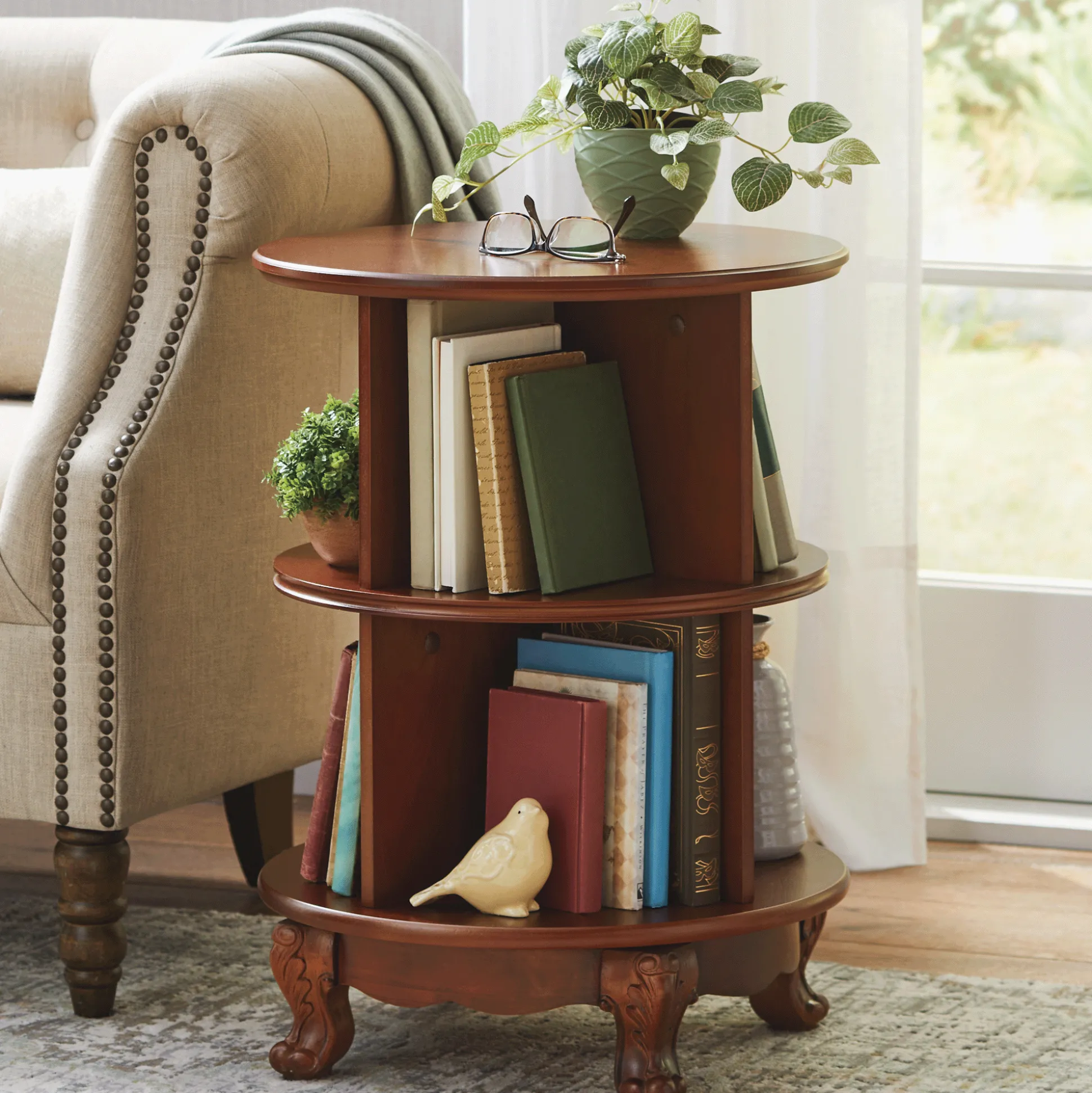 Rotating Claw-Foot Book Shelf