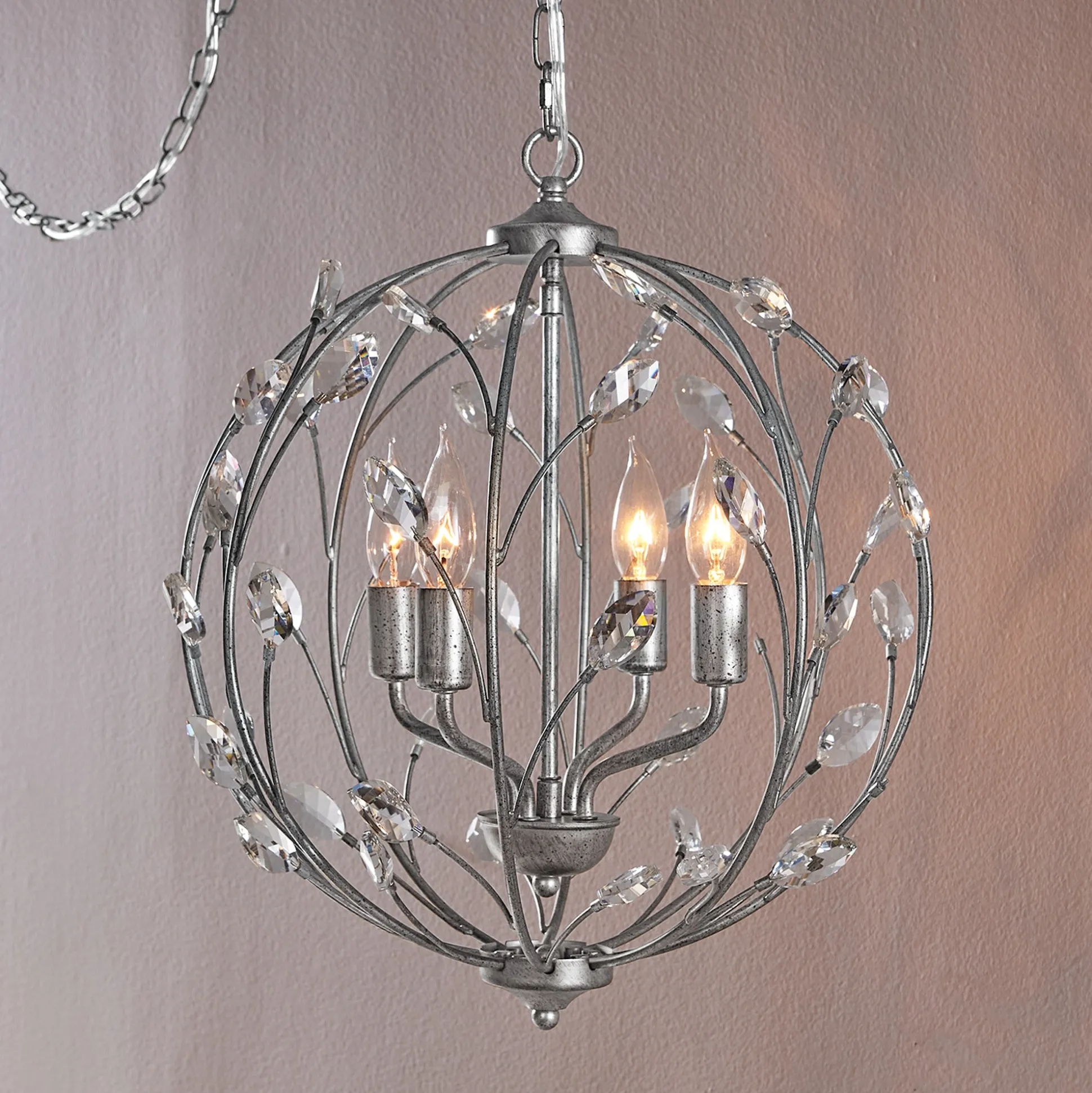 Round Crystal Swag Lamp