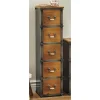 Rustic Vertical Storage Cabinet with Drawers and Iron Frame