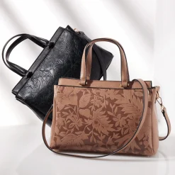 Salome Floral Satchel with Zip Closure and Crossbody Strap