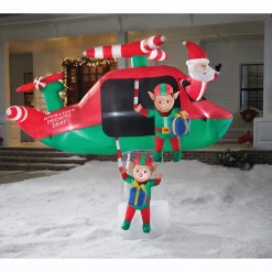 Santa and Elves in Helicopter Inflatable
